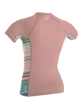 O'Neill Youth Premium Skins S/S Rash Vest - Peony/Baja Stripe/Peony