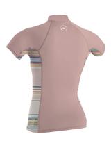 O'Neill Youth Premium Skins S/S Turtleneck Rash Vest - Peony/Baja Stripe/Peony