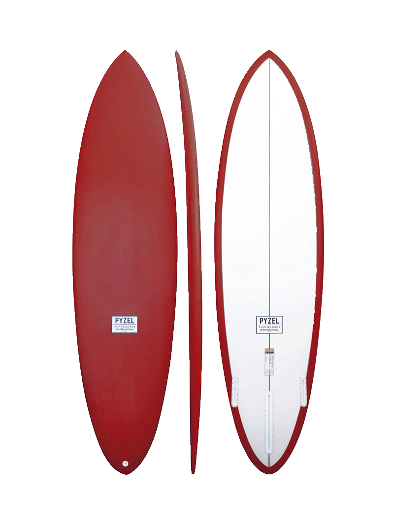 Pyzel Mid Length Crisis Surfboard Futures - Burgundy