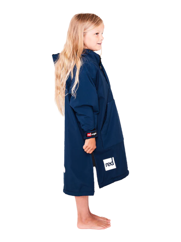 Red Original Change Kids Poncho Half-Zip Long Sleeve - Navy