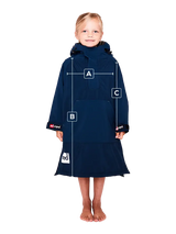 Red Original Change Kids Poncho Half-Zip Long Sleeve - Navy