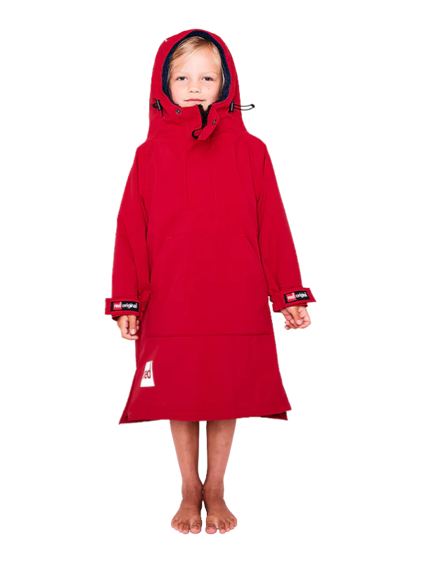 Red Original Change Kids Poncho Half-Zip Long Sleeve - Red