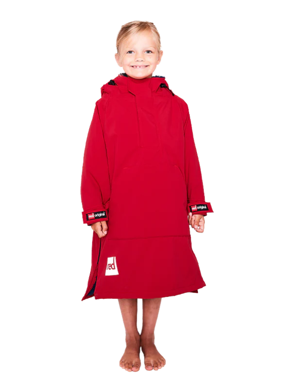 Red Original Change Kids Poncho Half-Zip Long Sleeve - Red