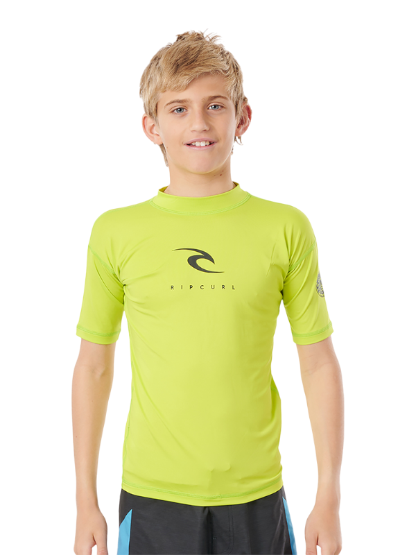 Rip Curl Boys Corp S/S Rash Vest - Lime