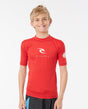 Rip Curl Boys Corp S/S Rash Vest - Red-Rash Vests & Thermal Vests-troggs.com