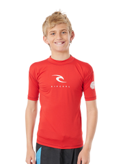 Rip Curl Boys Corp S/S Rash Vest - Red
