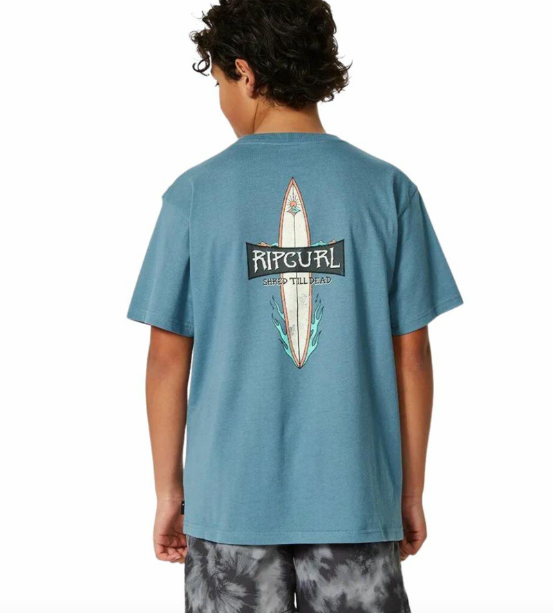 Rip Curl Boys Surfboard Shred Tee Shirt - Dusty Blue-Clothing-troggs.com