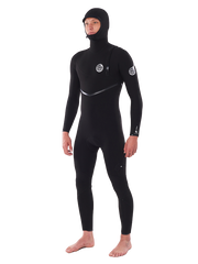 Rip Curl Mens E Bomb 5/4 Zip Free Hooded Wetsuit - Black