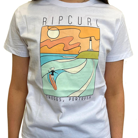Rip Curl Troggs Portrush Womens Destination T-Shirt - White-Clothing-troggs.com