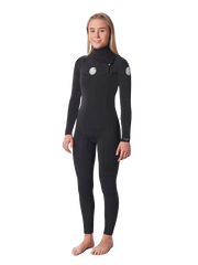 Rip Curl Womens Dawn Patrol Performance 5/3 Chest Zip Wetsuit - Black