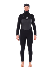 Rip Curl Womens Flashbomb 6/4 Hooded Wetsuit - Black