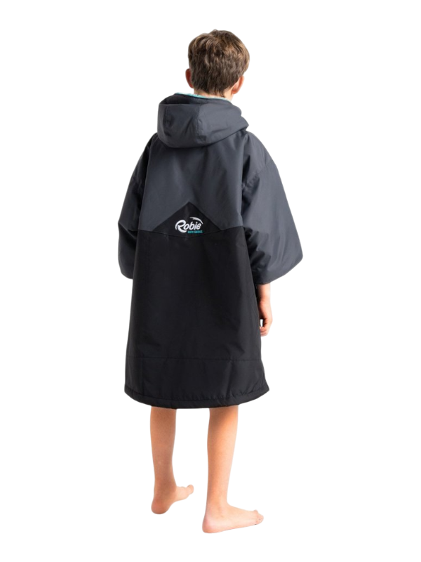 Robie Robes Junior Dry-Series Recycled Short Sleeve Changing Robe - Black/Charcoal