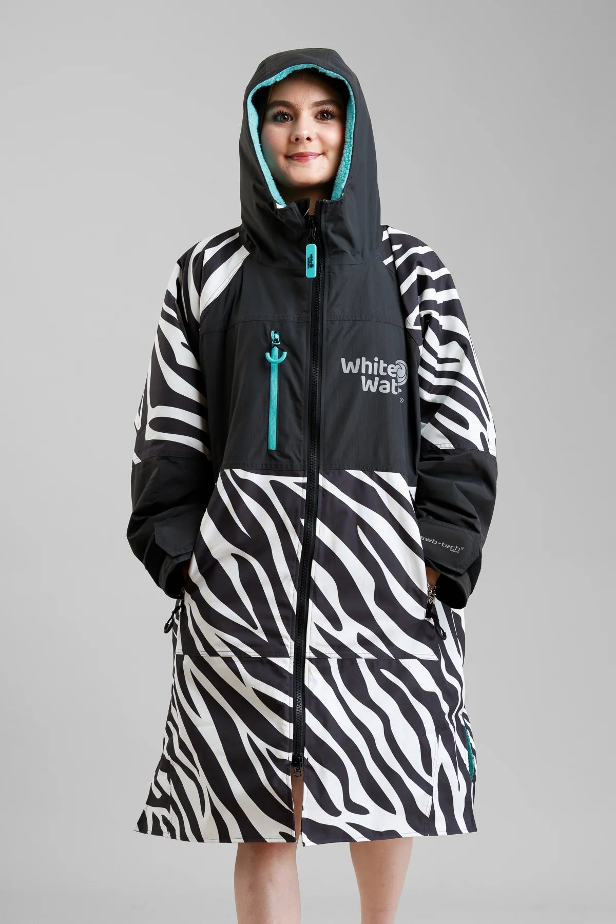 White Water Kids Hard Shell Changing Robe - Zebra Print