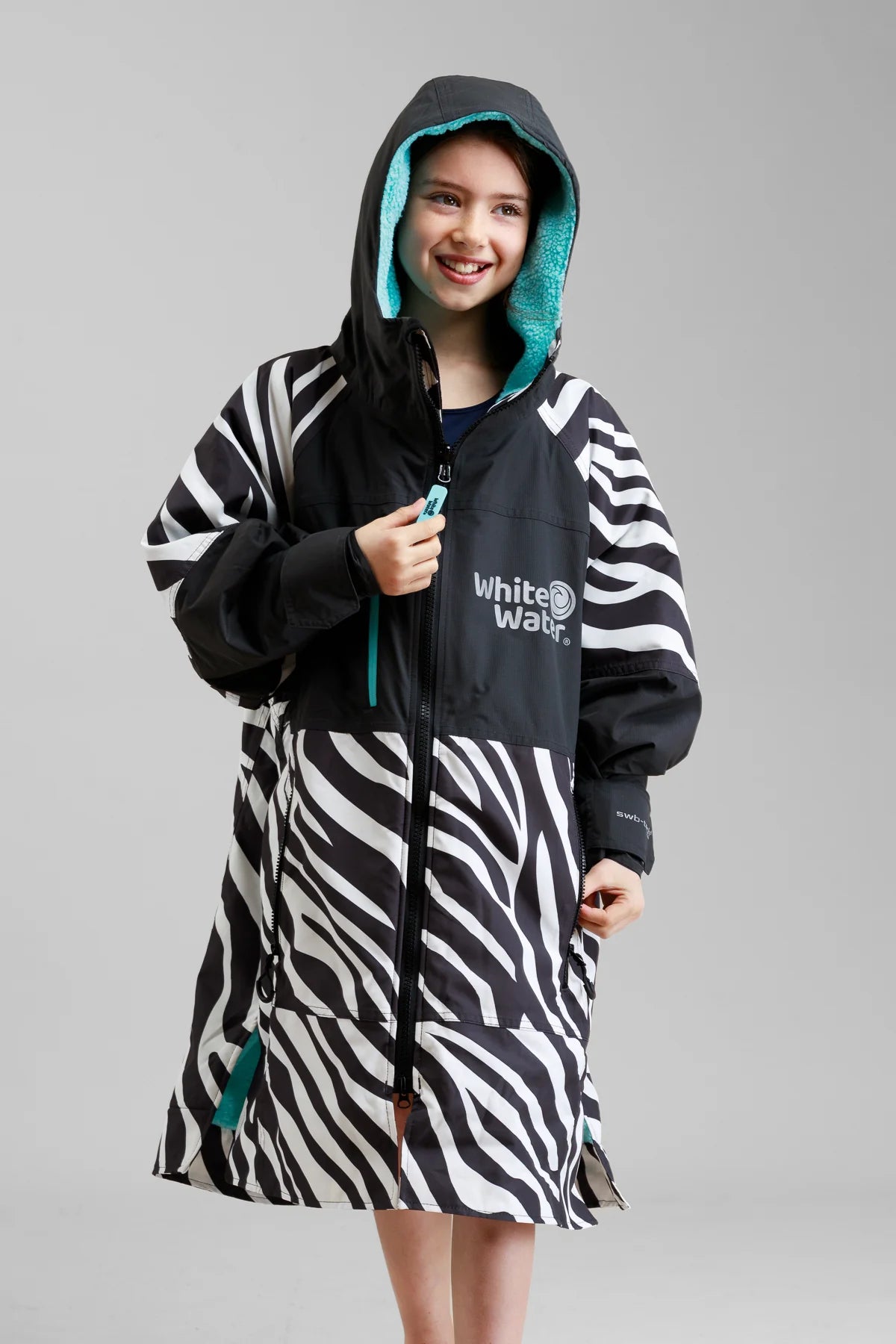 White Water Kids Hard Shell Changing Robe - Zebra Print
