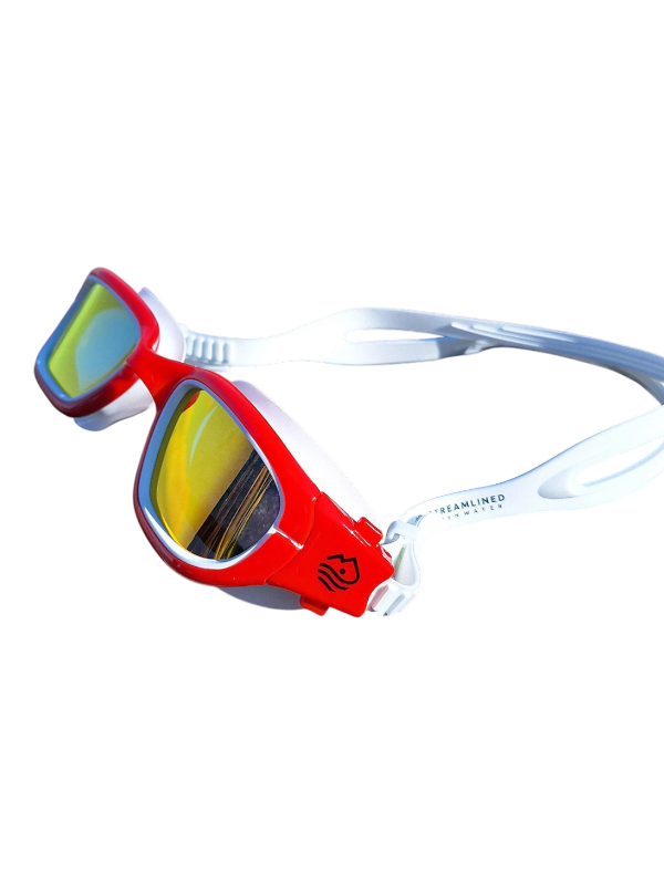 Streamlined Adult Polarized Swim Goggles - Red