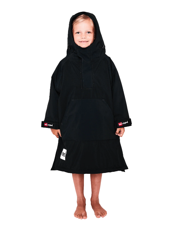 Red Original Change Kids Poncho Half-Zip Long Sleeve - Black