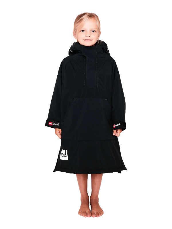 Red Original Change Kids Poncho Half-Zip Long Sleeve - Black