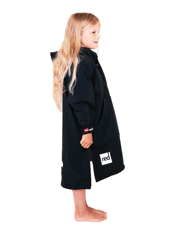 Red Original Change Kids Poncho Half-Zip Long Sleeve - Black