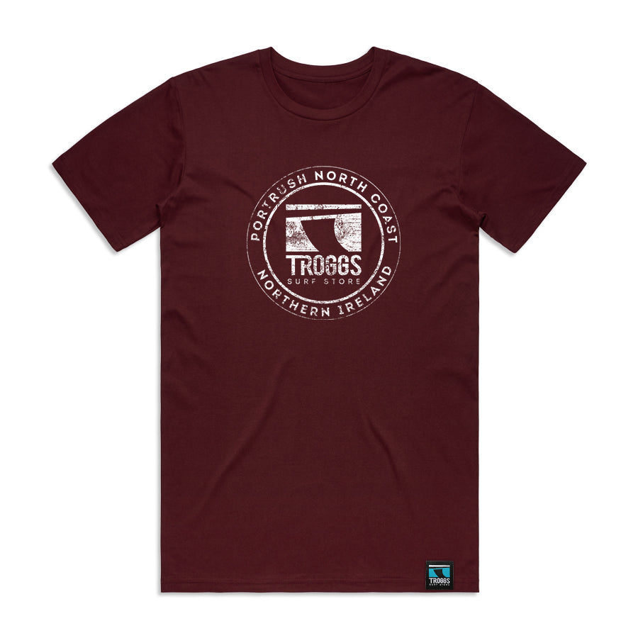 Troggs Mono Sticker T-Shirt - Maroon