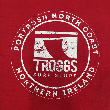 Troggs Mono Sticker Tee Shirt - Cherry Heather-Clothing-troggs.com