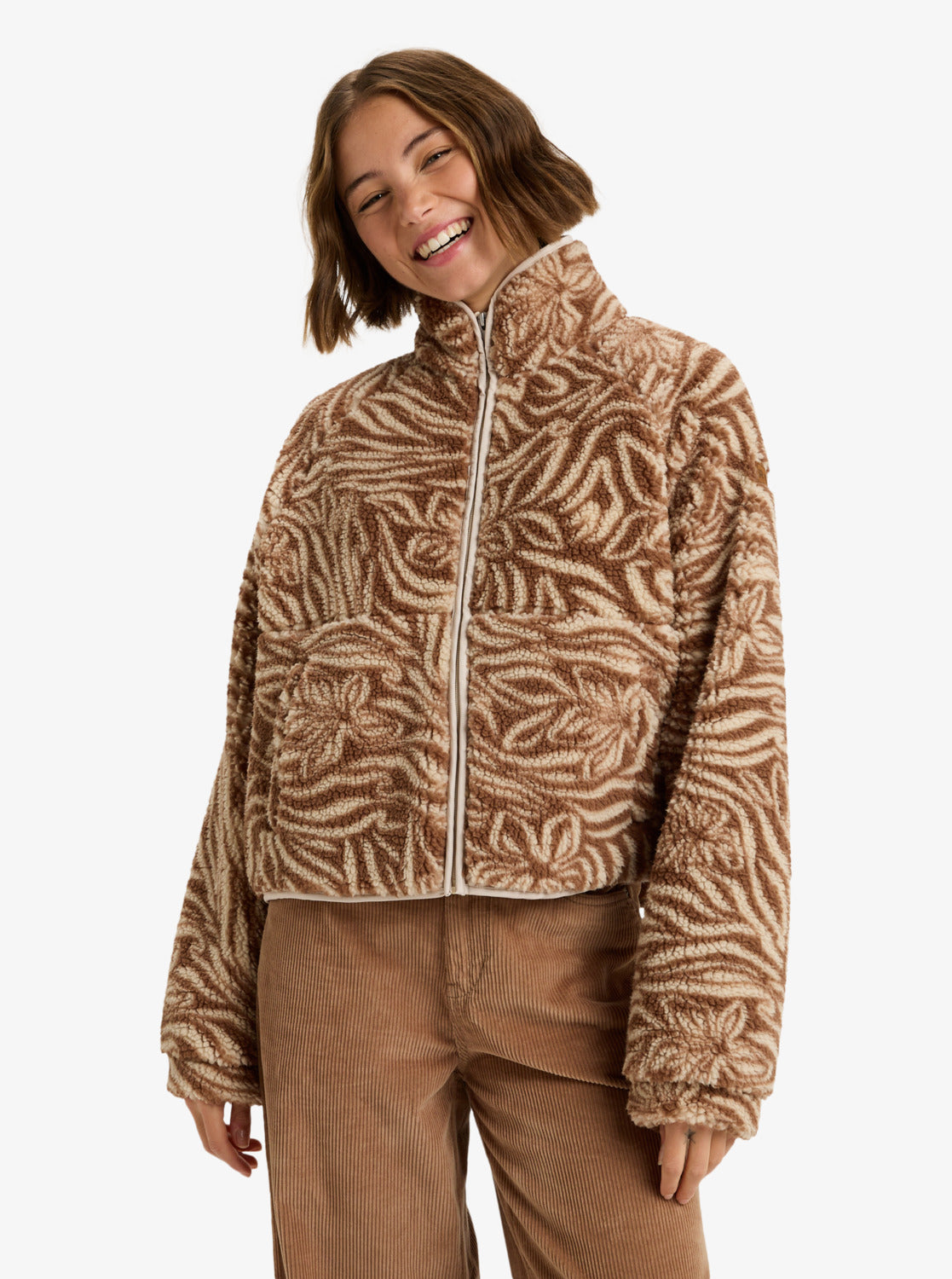 Roxy Blurry Cloud Print Zip Fleece