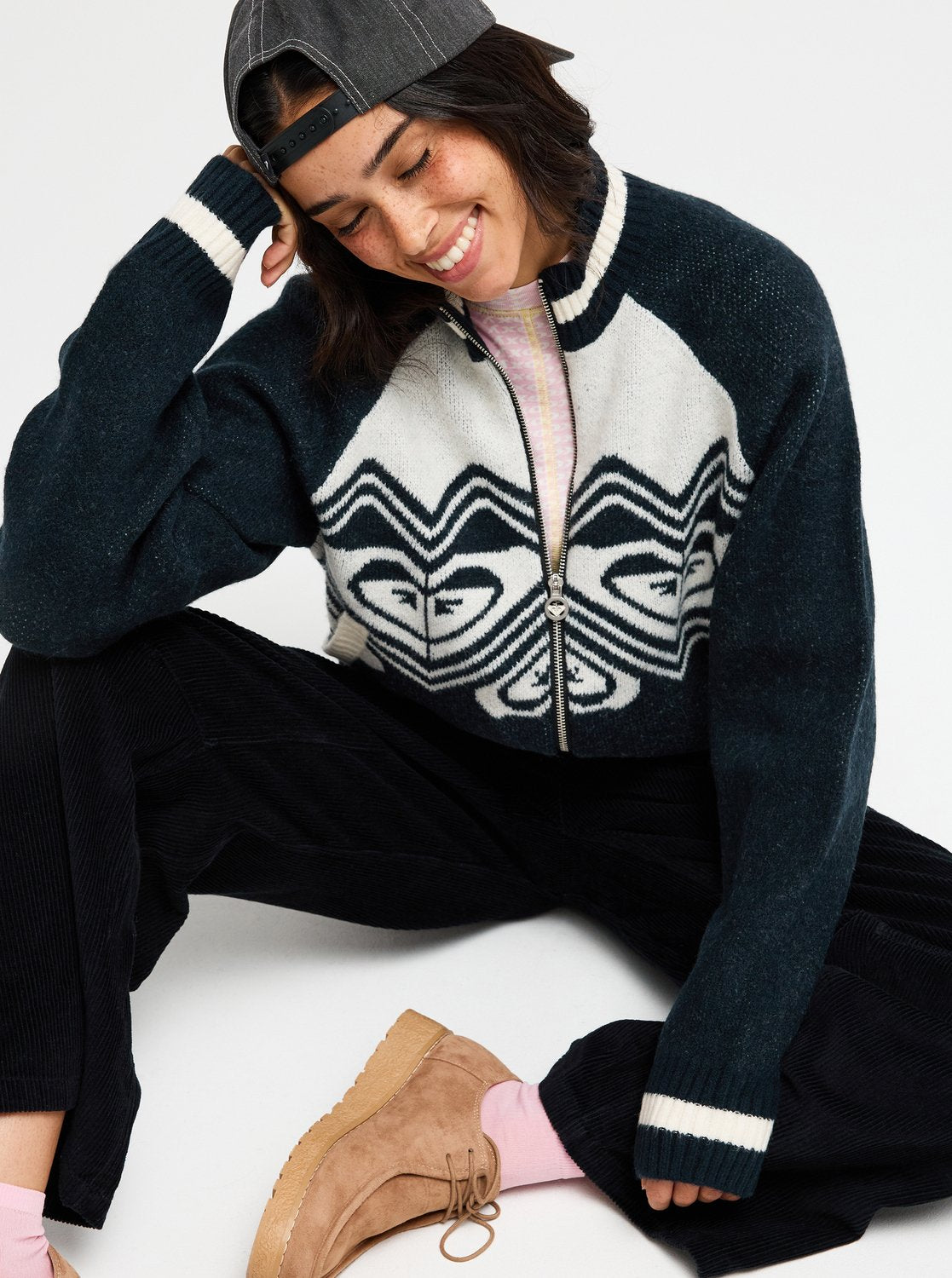 Roxy Under Northern Lights Mock Neck Zip Cardigan