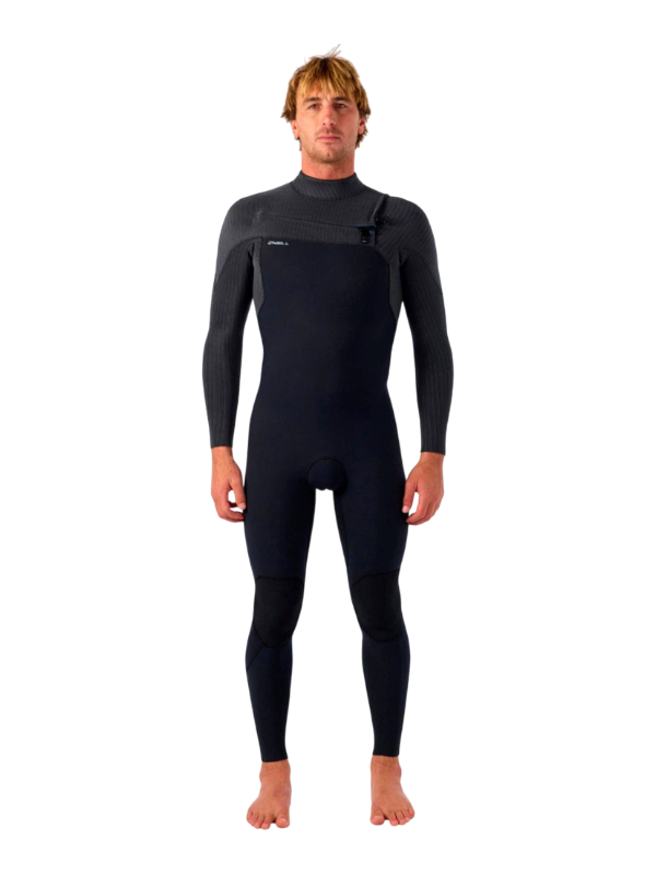 O'Neill Mens Hyperfreak 4/3+ Chest Zip Wetsuit - Black/Tempered Steel