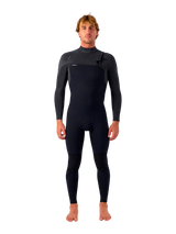 O'Neill Mens Hyperfreak 4/3+ Chest Zip Wetsuit - Black/Tempered Steel