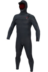 O'Neill Mens Hyperfreak Fire Hooded 5/4+ Chest Zip Wetsuit - Black