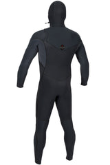 O'Neill Mens Hyperfreak Fire Hooded 5/4+ Chest Zip Wetsuit - Black