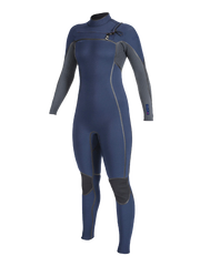 O'Neill Womens Hyperfreak Fire 5/4+ Chest Zip Winter Wetsuit - Navy/Shade