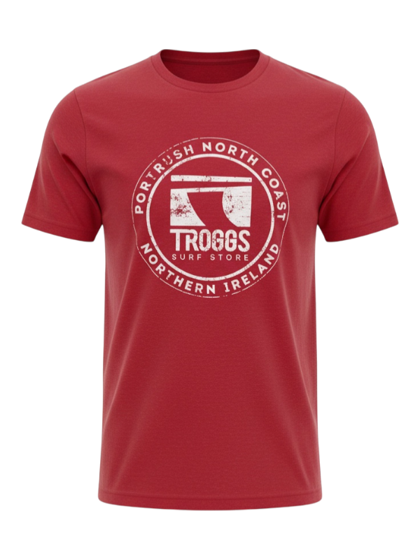 Troggs Mono Sticker T-Shirt - Cardinal Red