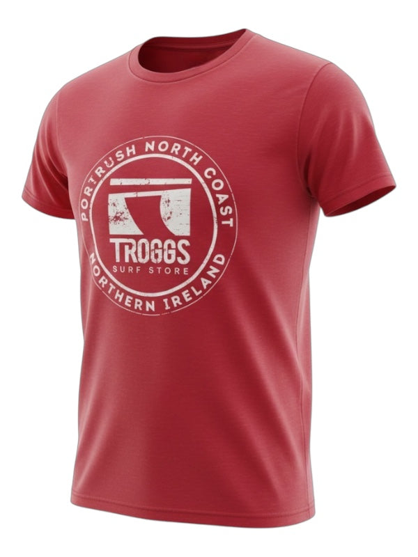 Troggs Mono Sticker T-Shirt - Cardinal Red
