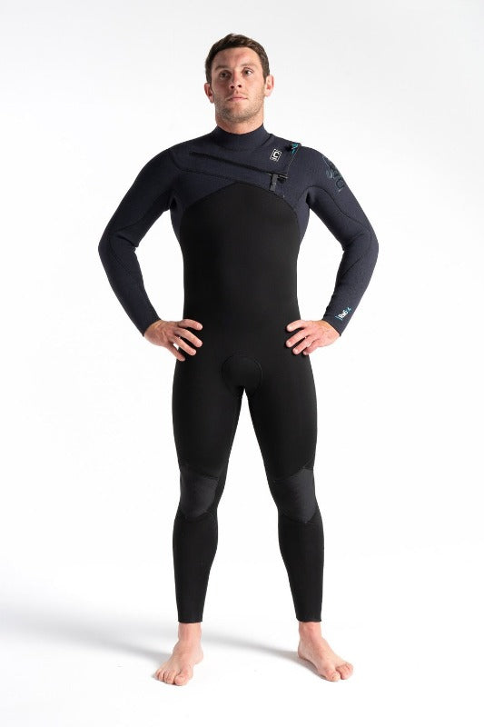C-Skins Mens ReWired 5/4 GBS Chest Zip Wetsuit - Black/Black/Ultra/Cyan