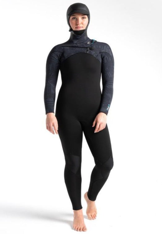 C-Skins Womens ReWired 6/5 GBS Hooded Wetsuit - Black/Black X Shade